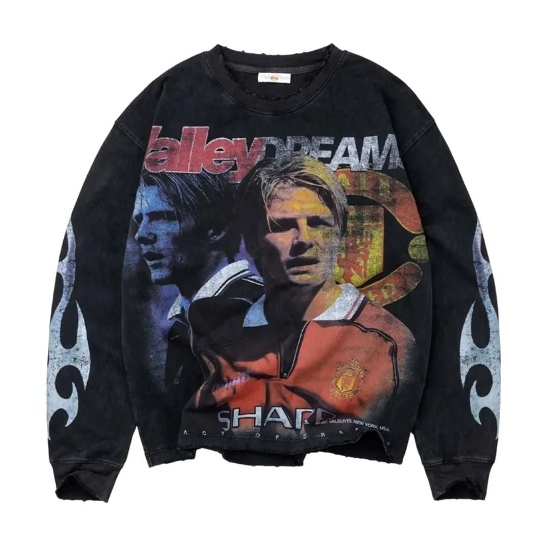 Vale Forever Goat David Beckham Long Sleeve Tee Black
