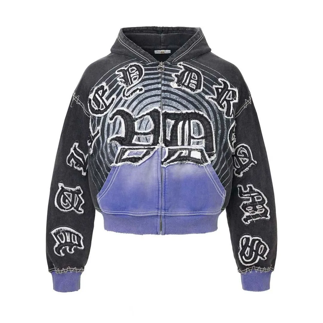 Vale Forever Hypnotic Zip Up Hoodie Black Blue