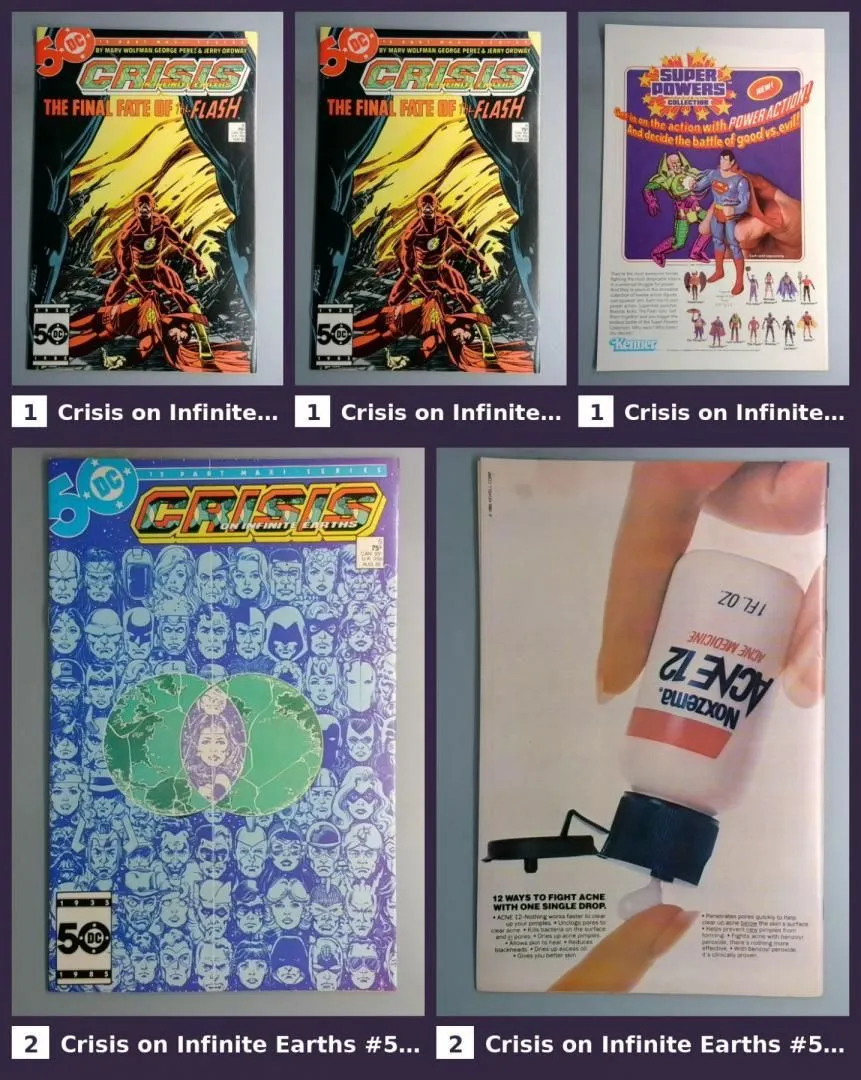 4 Piece Crisis on Infinite Earths Comic Book Lot DC 1985