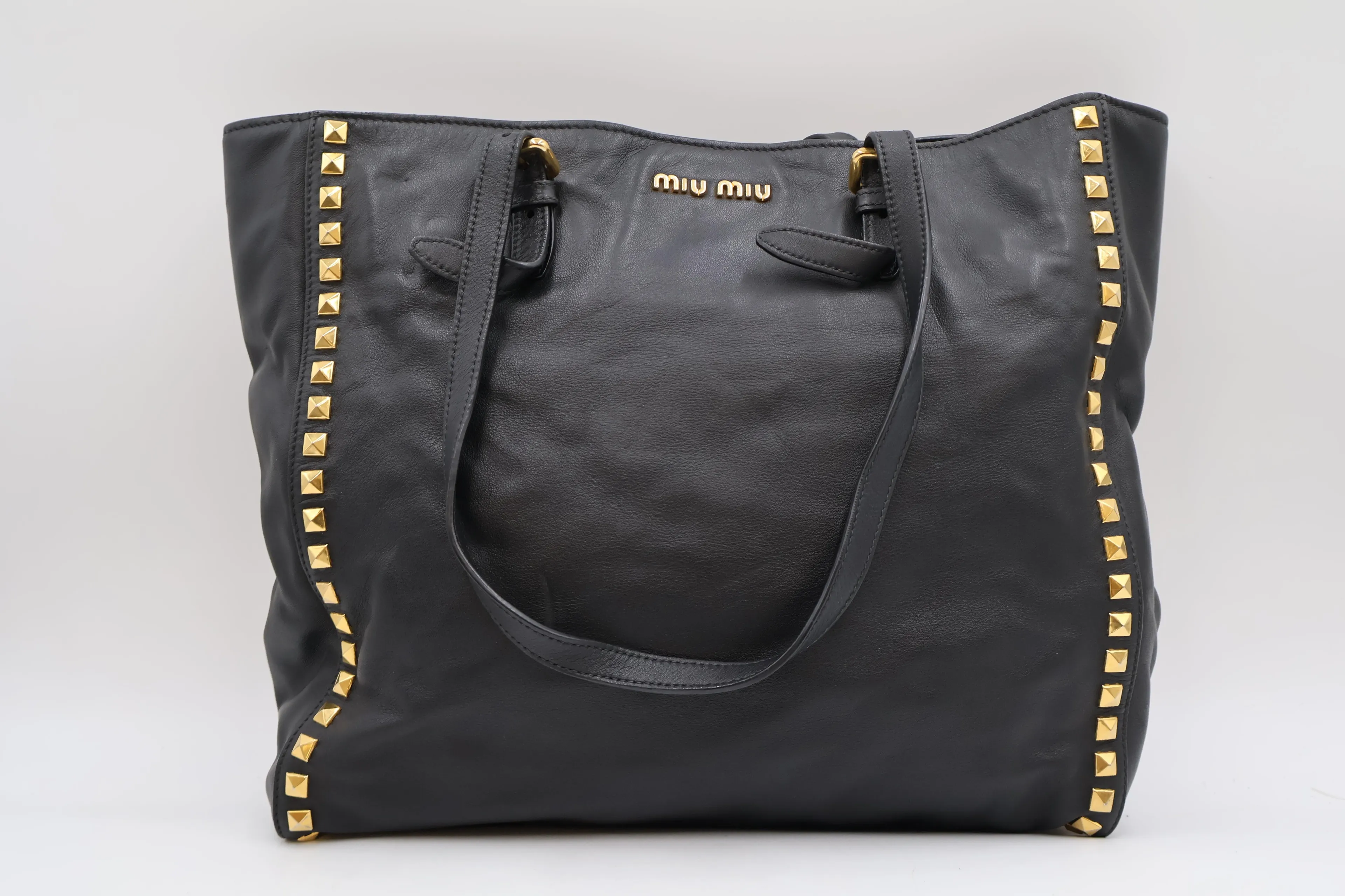 Miu Miu Studded Leather Tote Bag (0027)