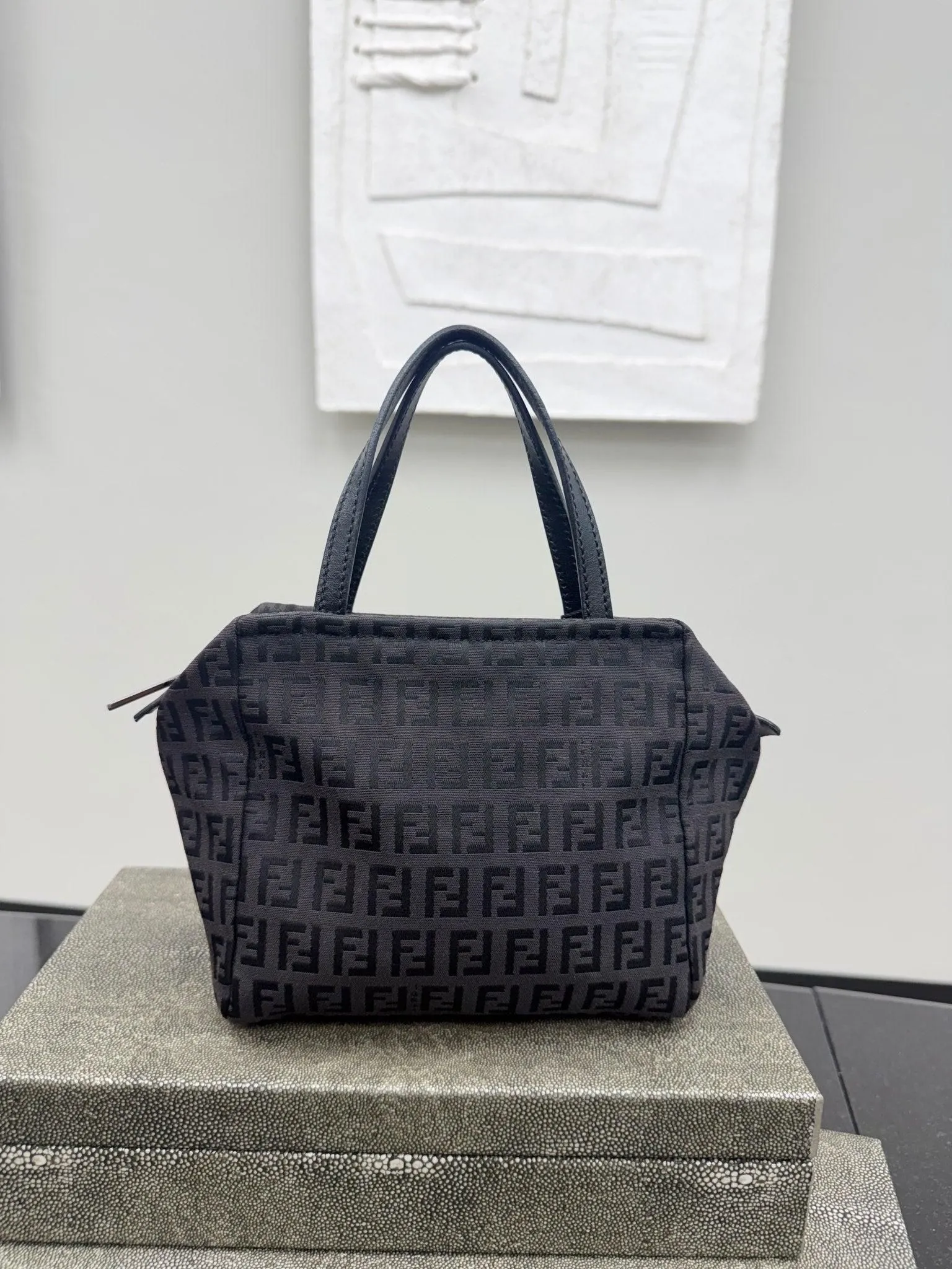 Fendi Black And Brown Zucchino Canvas Mini Tote Bag