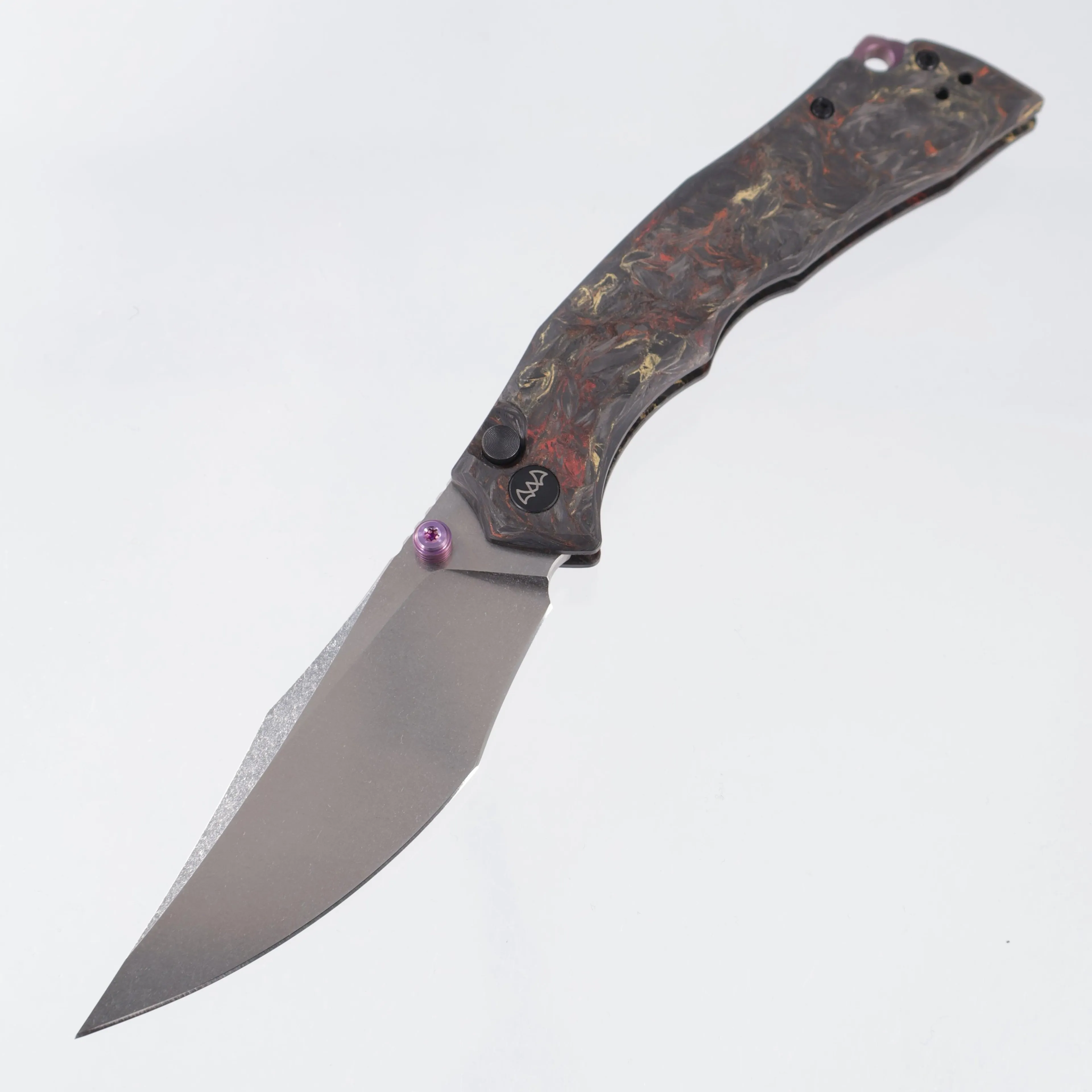 Wixco Jugger - Amber Shredded Carbon Fiber w/ Purple Ti Accents - Stonewash N690 - WX22-A