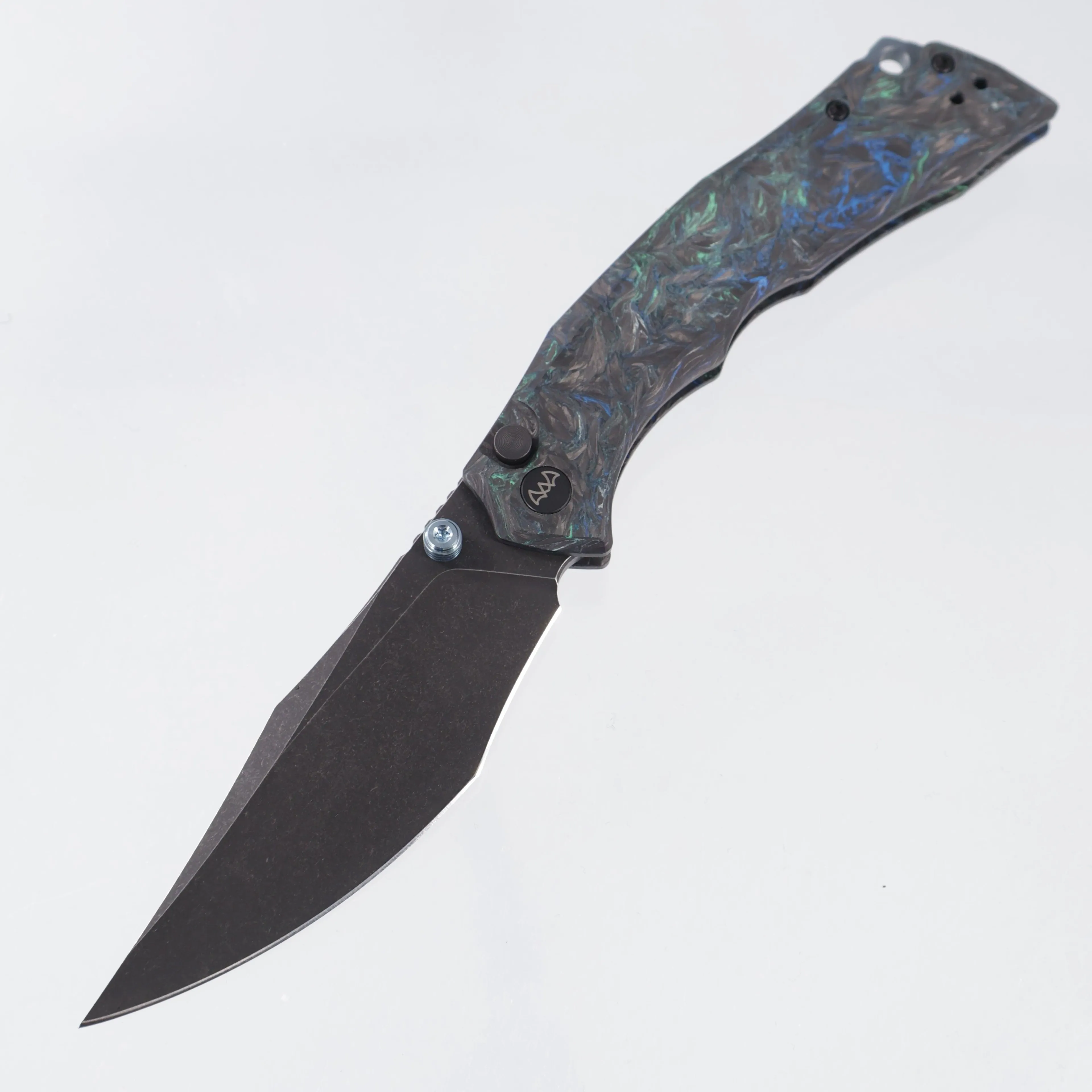 Wixco Jugger - Nebula Shredded Carbon Fiber w/ Blue Ti Accents - Blackwash N690 - WX22-C