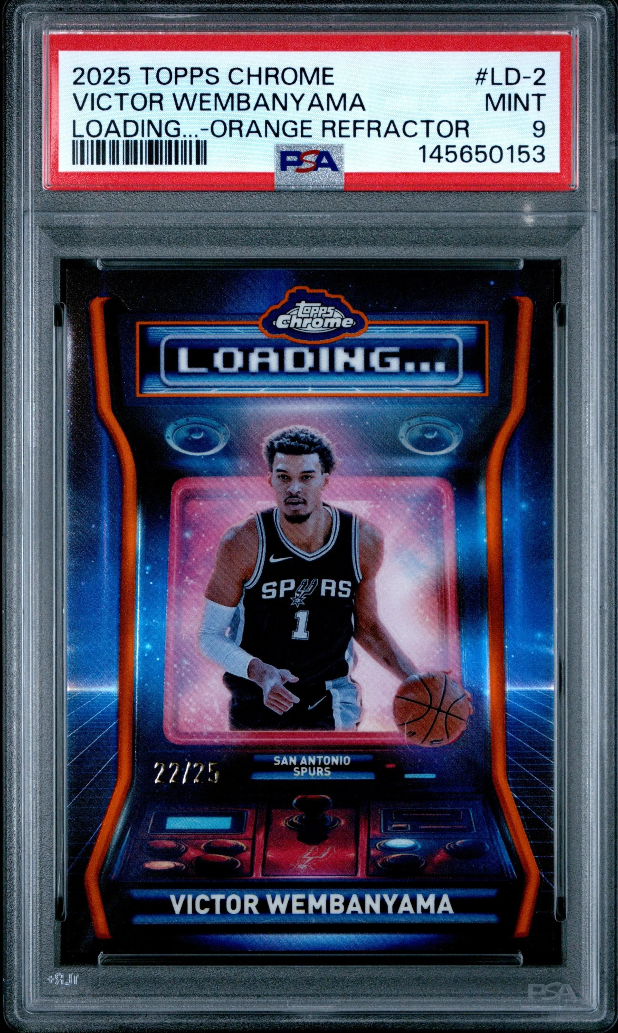 2025 Topps Chrome Loading Victor Wembanyama Loading Orange Refractor PSA 9