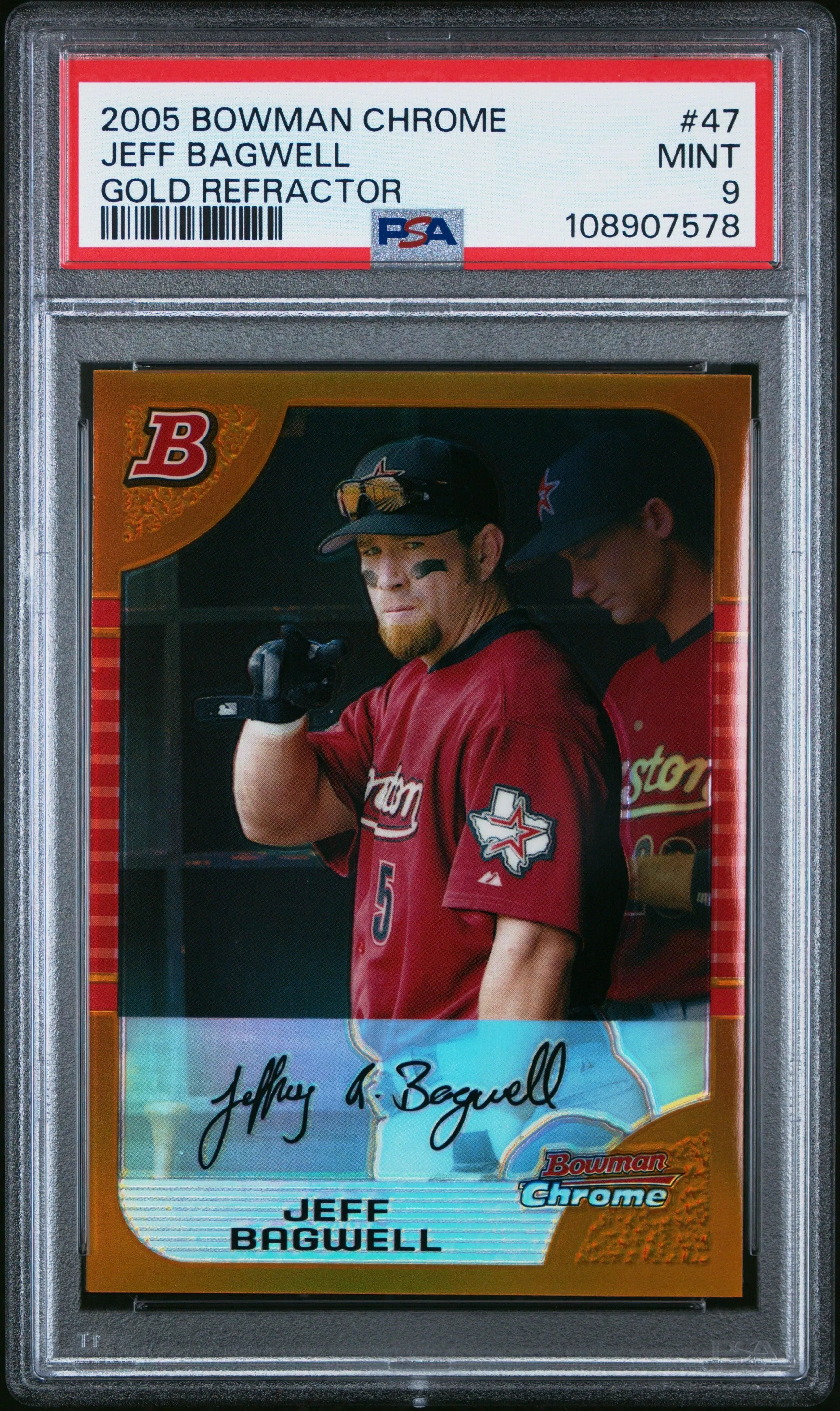 2005 Bowman Chrome #47 Jeff Bagwell Gold Refractor PSA 9