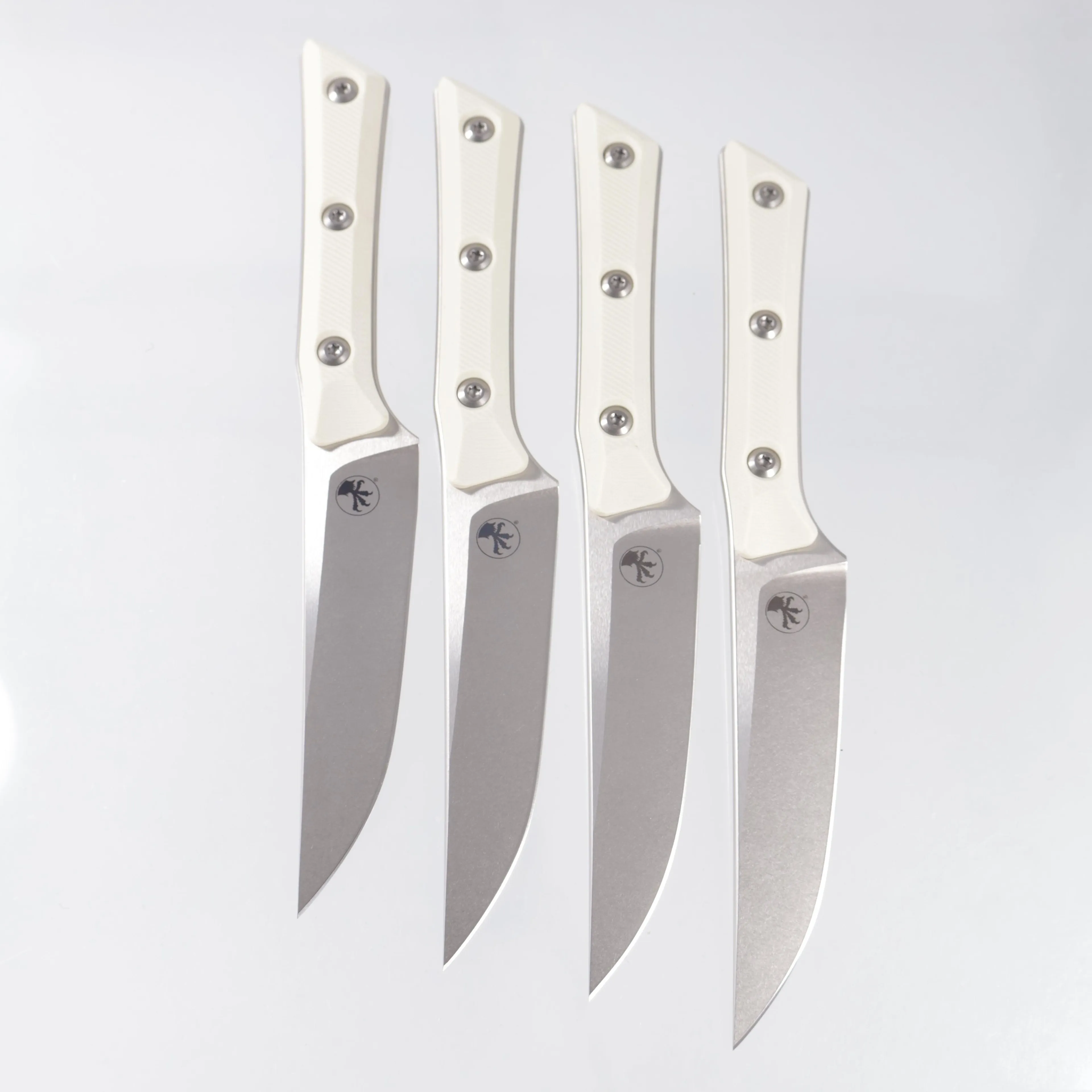 Microtech 4 Piece Steak Knife Set - Ivory G10 - Stonewash M390MK - 3600-10SETIV