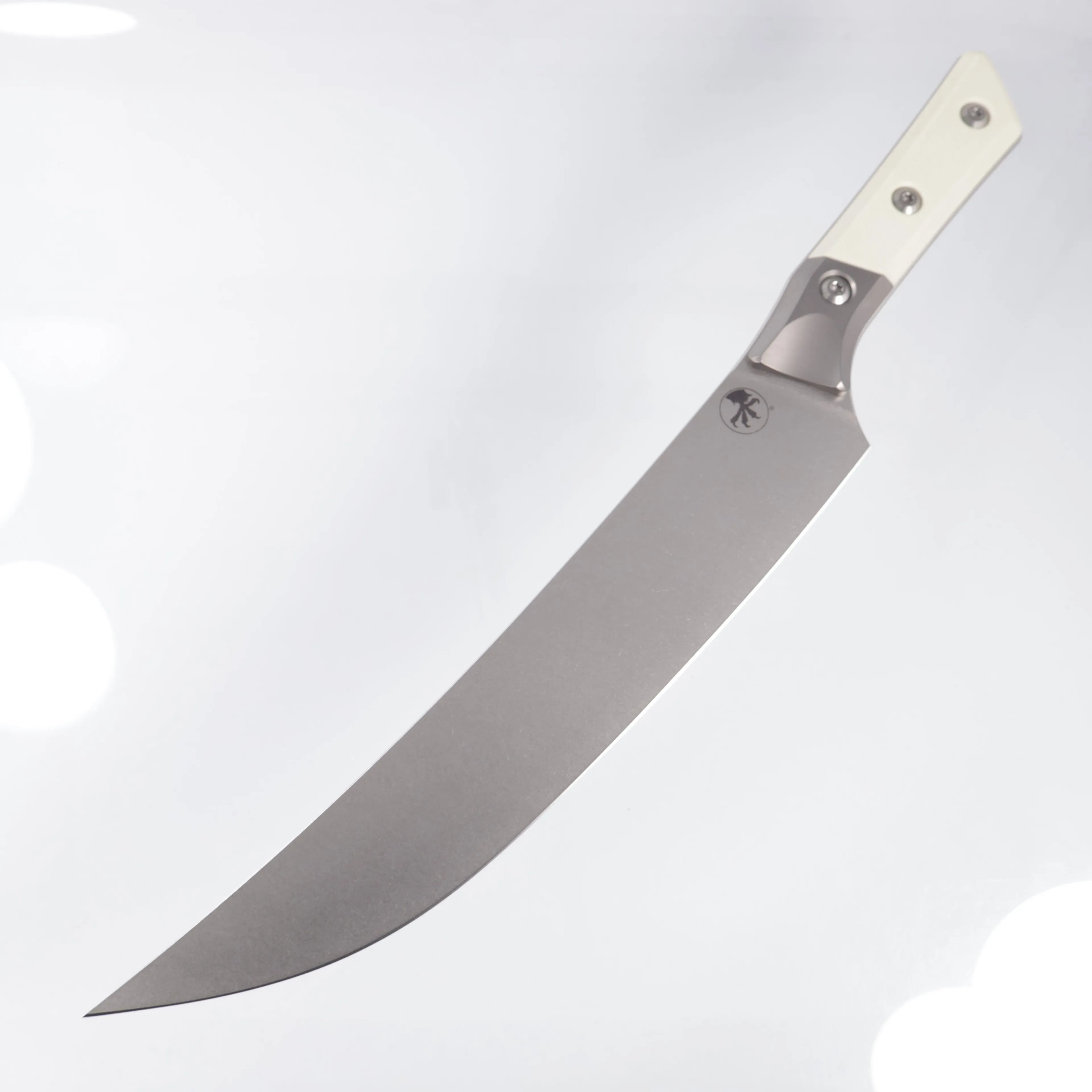 Microtech Butcher Knife - Ivory G10 w/ Beadblast Titanium Bolsters - Stonewash M390MK - 3800B-10IV