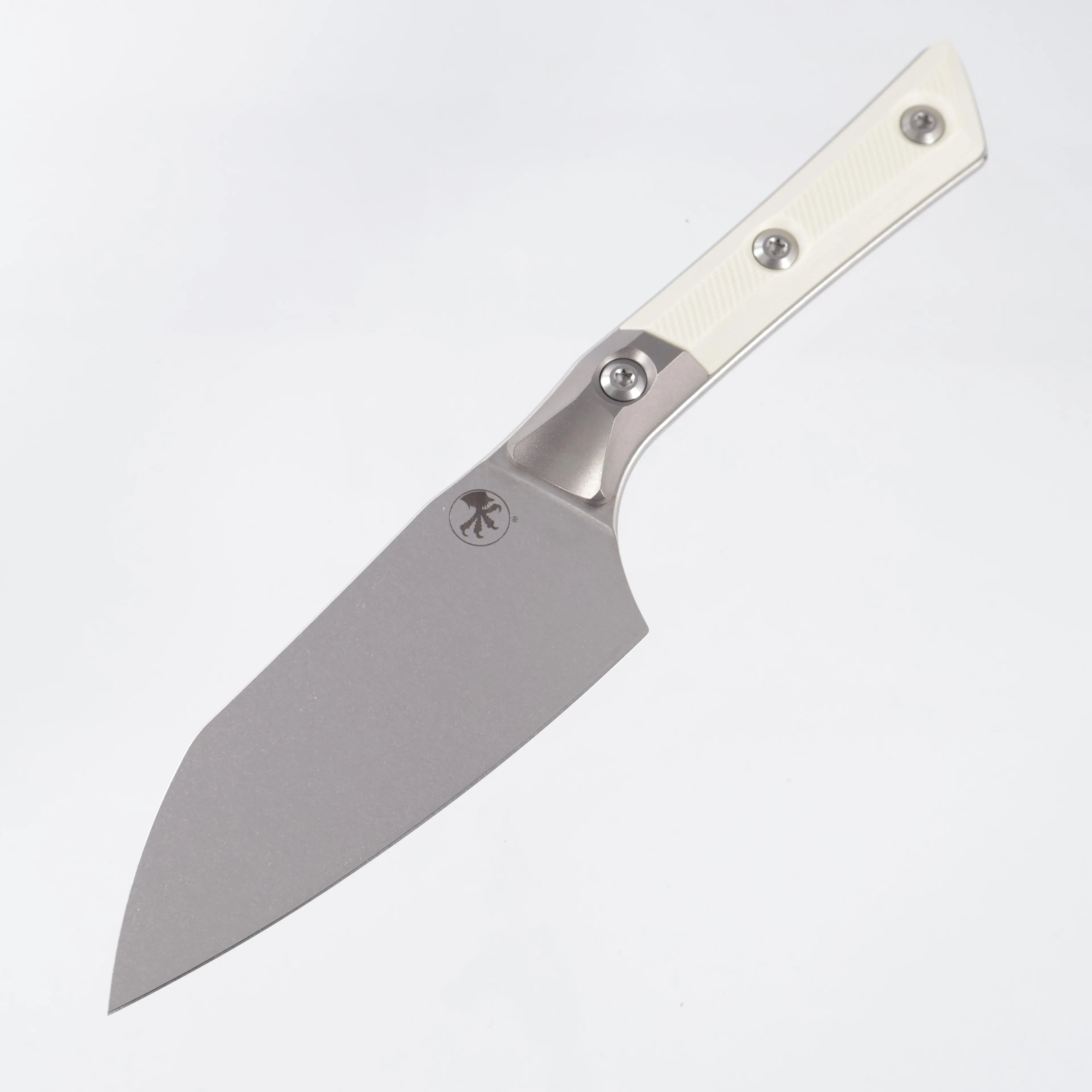 Microtech Santoku 4" - Ivory G10 w/ Beadblast Titanium Bolster - Stonewash M390MK - 3300B-10IV