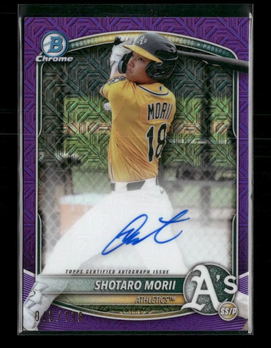 2025 Bowman Chrome Prospect Purple Mojo Shotaro Morii #/199 AU #BMA-SM