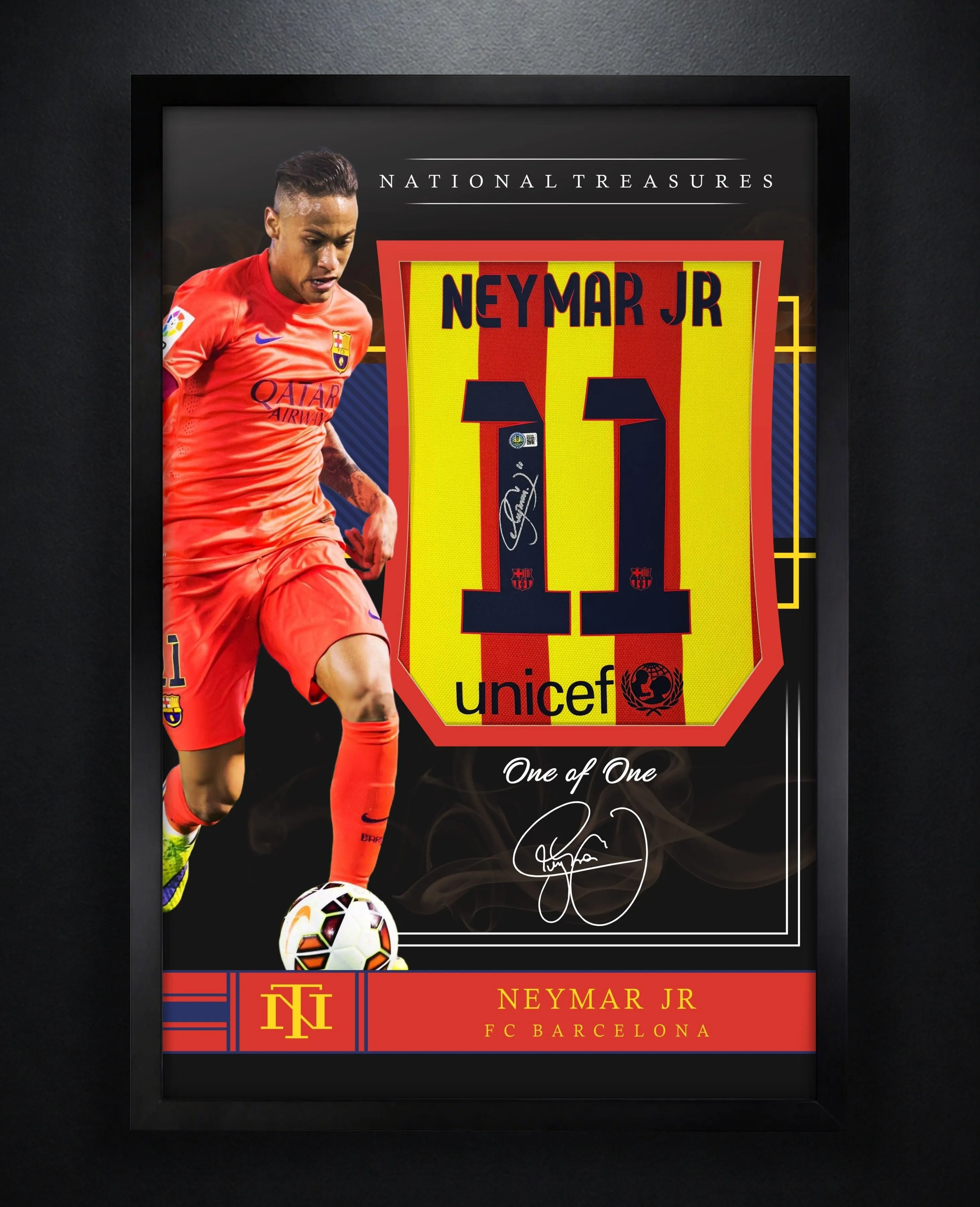 Neymar Jr Signed FC Barcelona Jersey Framed Beckett COA