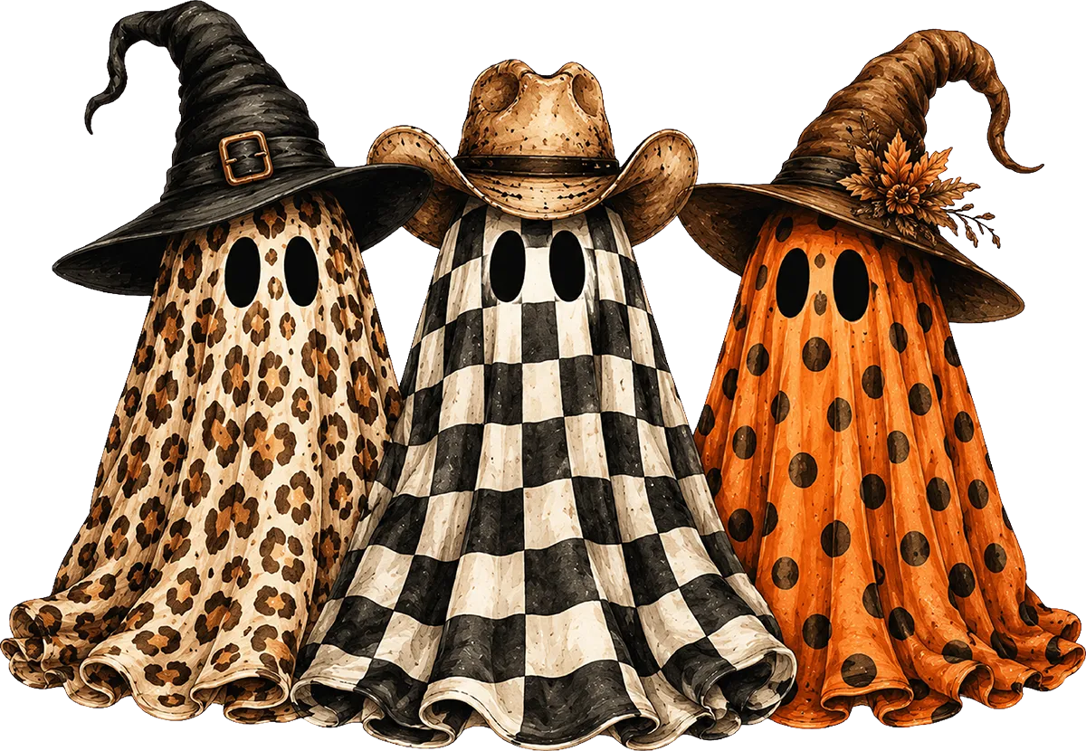 DTF Transfer – Ghost Trio Hats A Multi Sizes (HA-GH021)