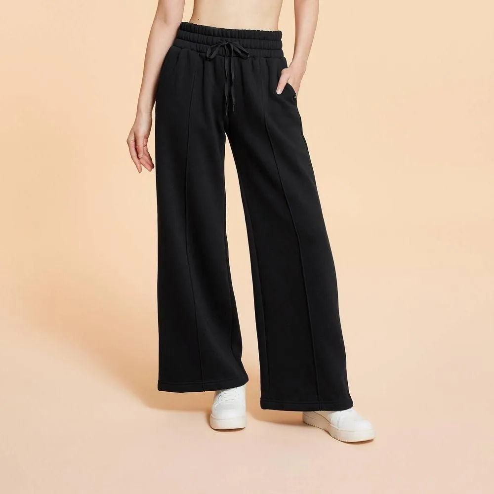 New without Tags - Blogilates Women's Travel Trouser High-Rise Wide Leg Sweatpants - Black L