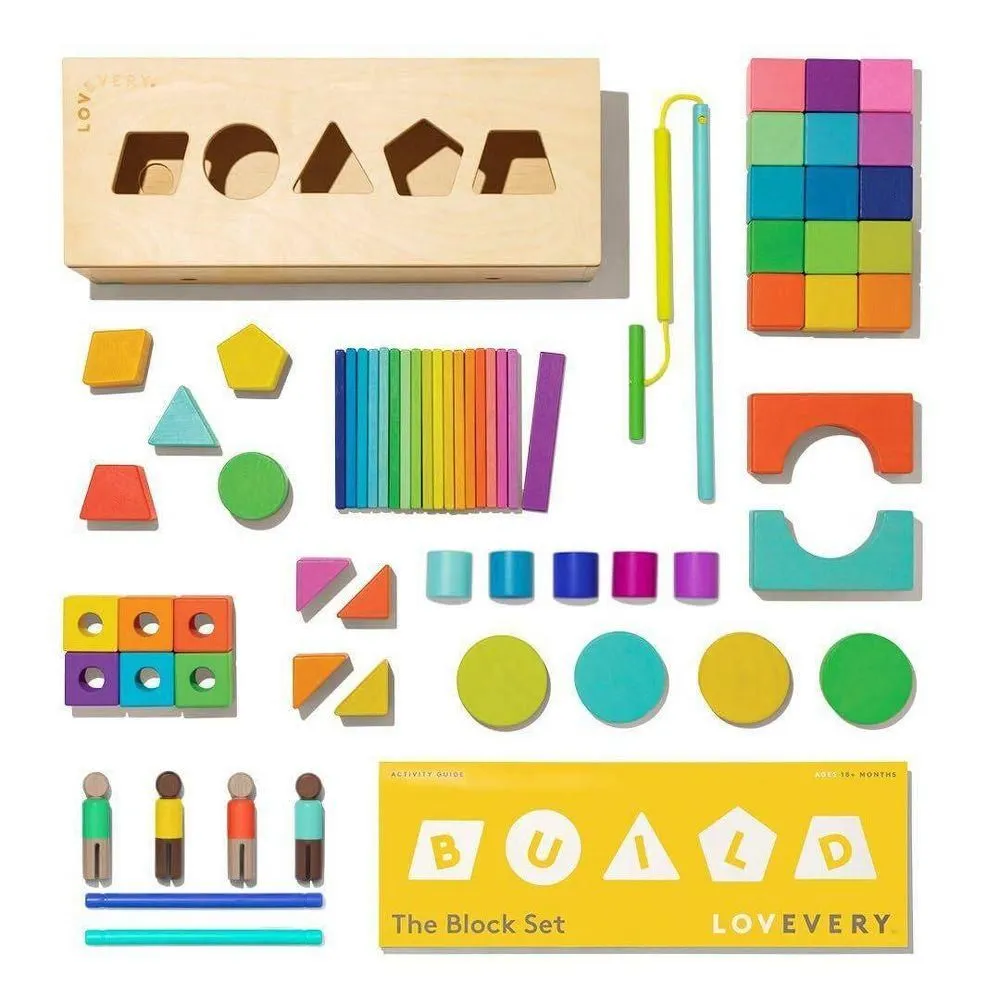 Brand New - Lovevery The Block Set 70pc Solid Wood Blocks Activity Guide FSC Certified