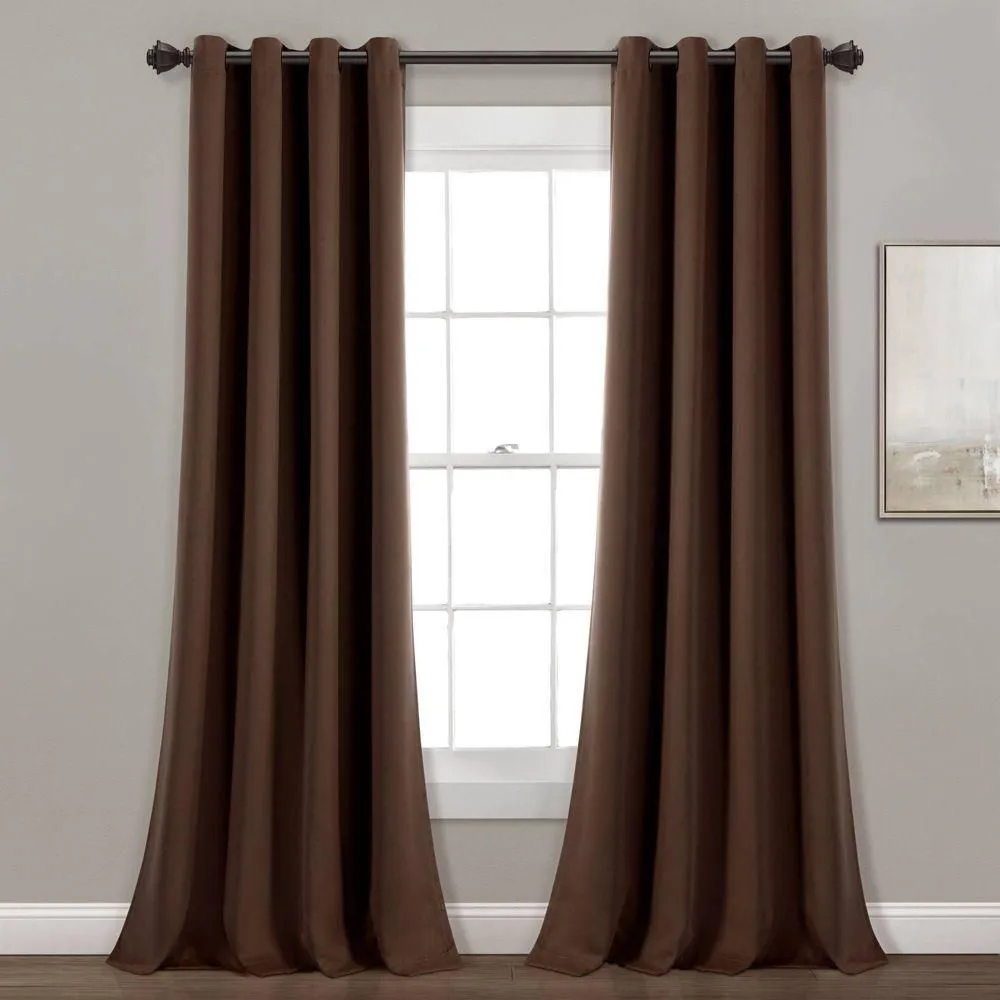 New without box - Size: 84"x52" - Set of 2 (84"x52") Insulated Grommet Blackout Window Curtain Panels Brown -
