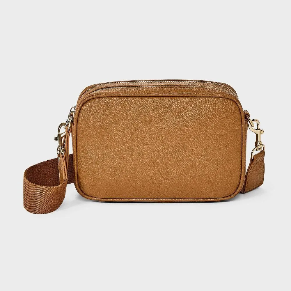 New Without Tags - Double Zip Camera Crossbody Handbag - Universal Thread Brown