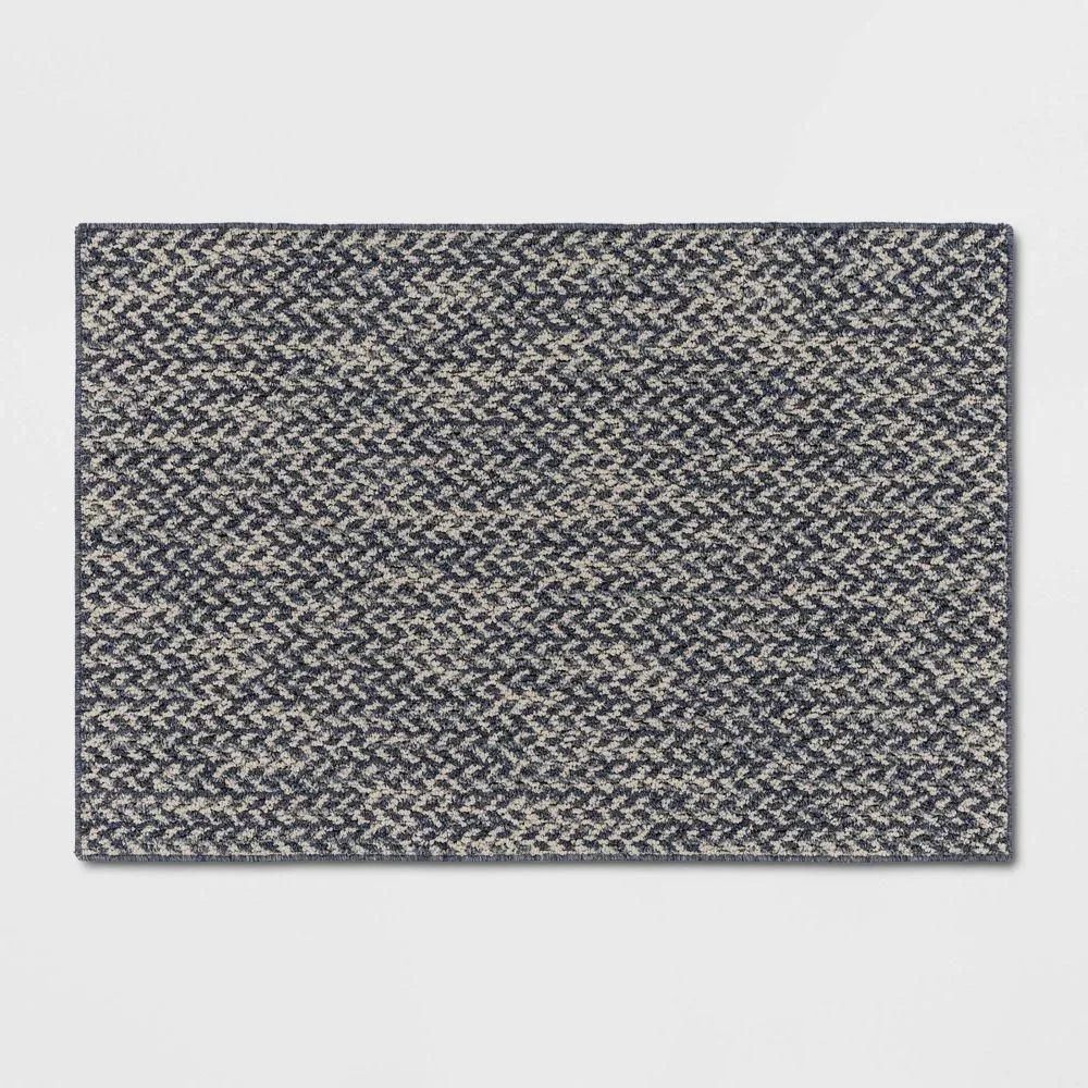 New without box - 2'6"x3'8" Washable Weave Herringbone Accent Rug Indigo - Threshold