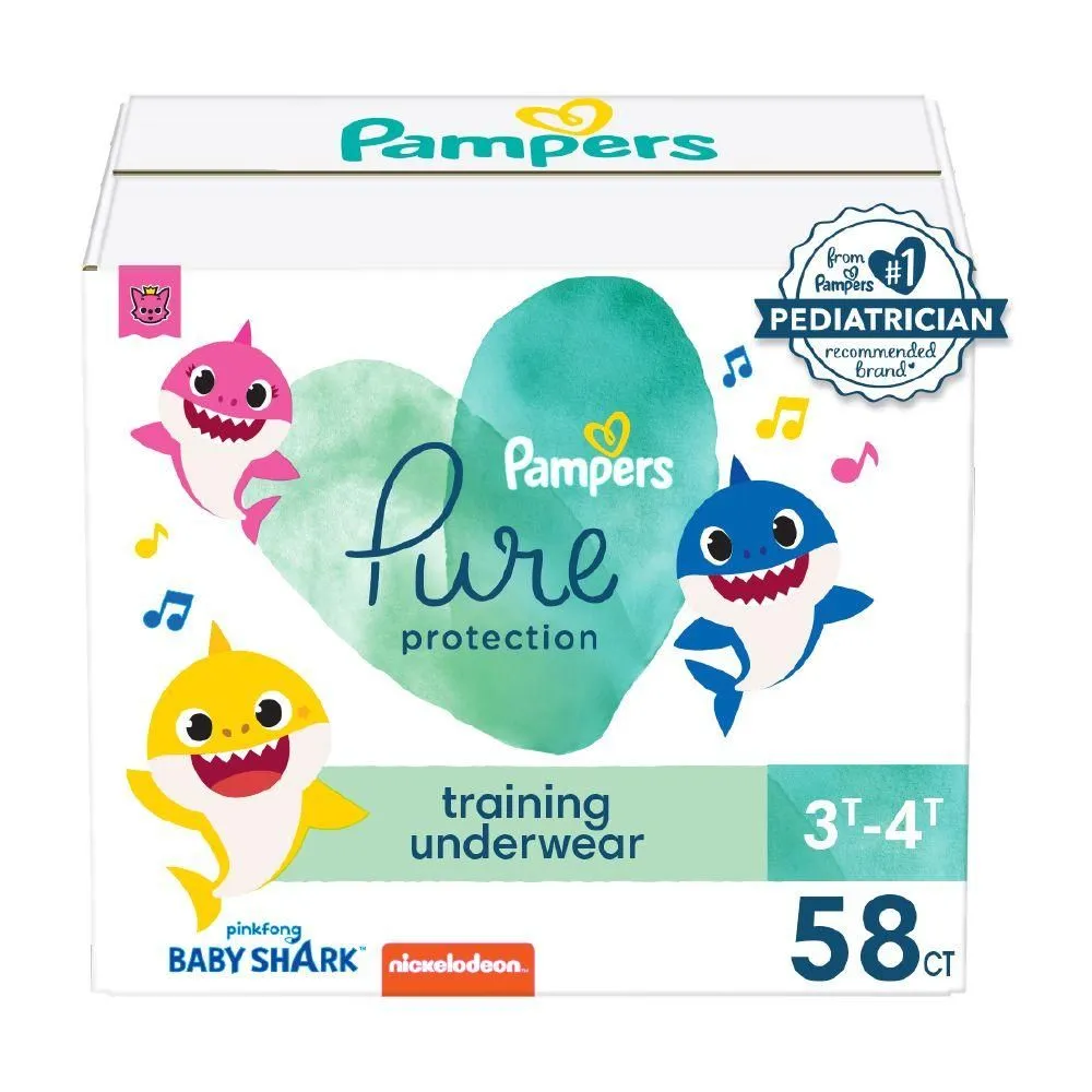 New without Tags - Size: 3T-4T - Pampers Pure Protection Potty Training Disposable Underwear - Baby Shark 3T-4T