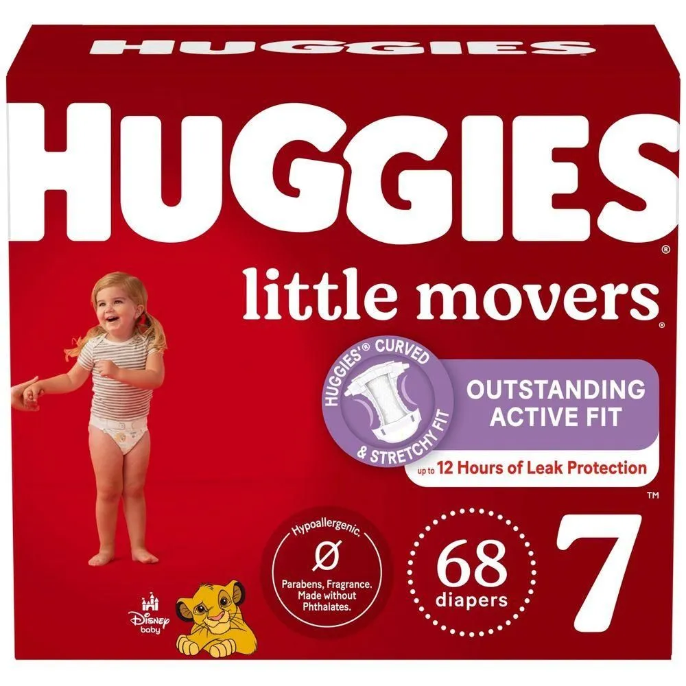 New without Tags - Huggies Little Movers Baby Disposable Diapers - Size 7 - 68ct