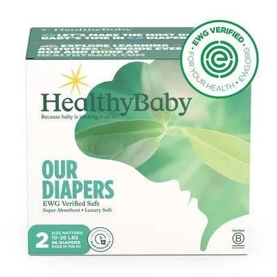 New without Tags - HealthyBaby Certified Safe Organic Cotton Enhanced Diapers 66ct Size 2 EWG