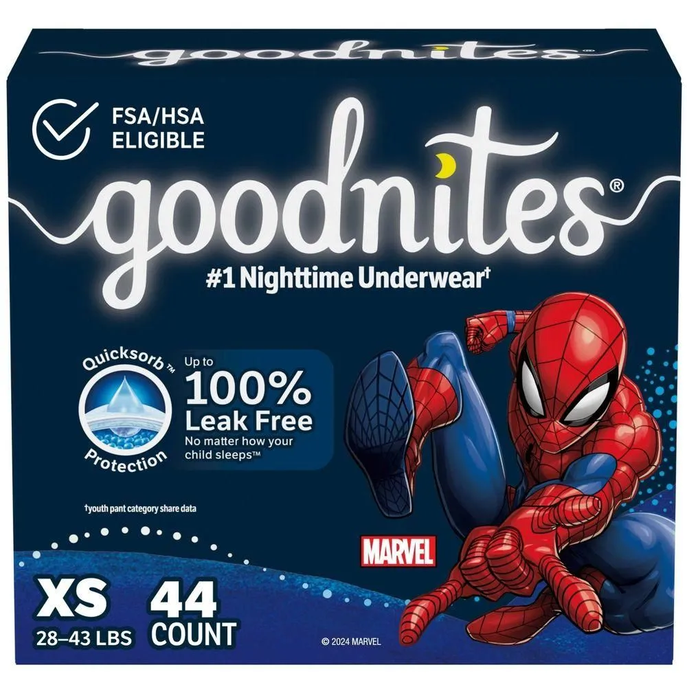 New without Tags - Size: X Small - Goodnites Boys' Nighttime Bedwetting Underwear - XS - 44ct