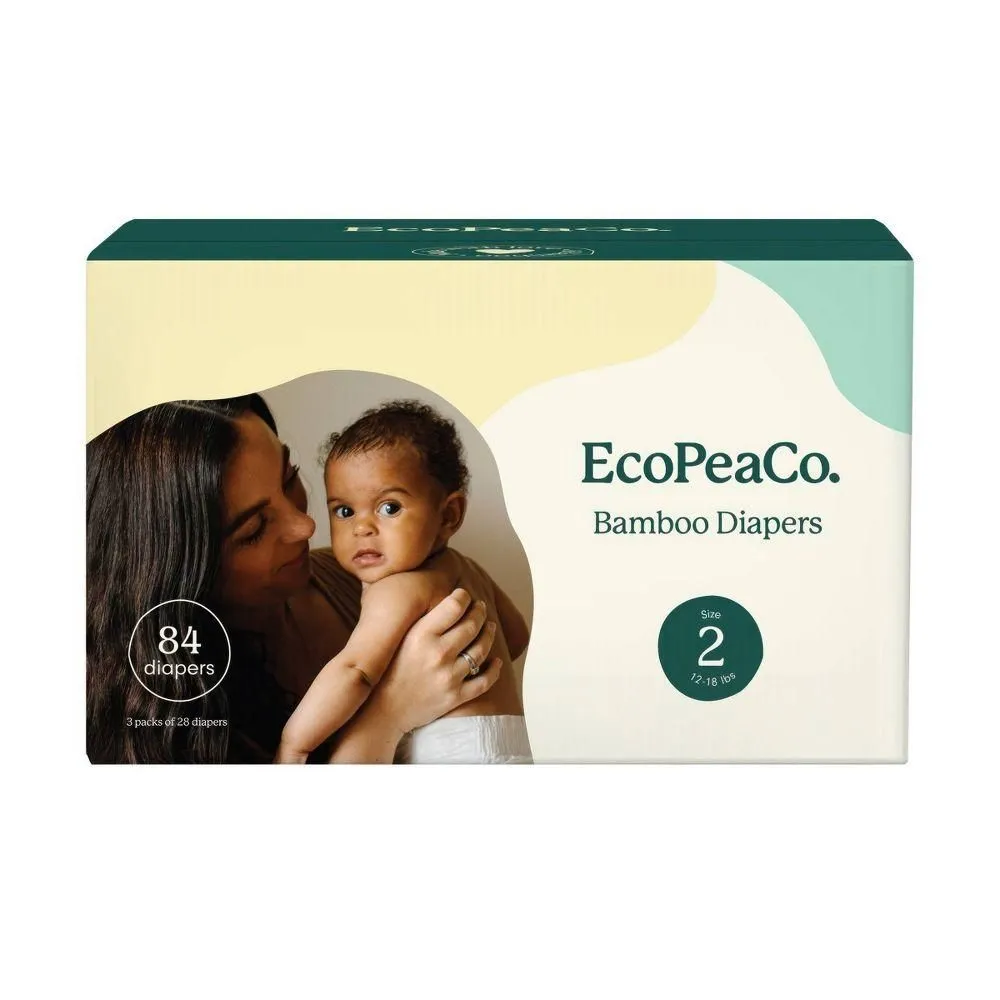 New without Tags - EcoPeaCo Bamboo Diapers for Sensitive Skin - Size 2 - 84ct