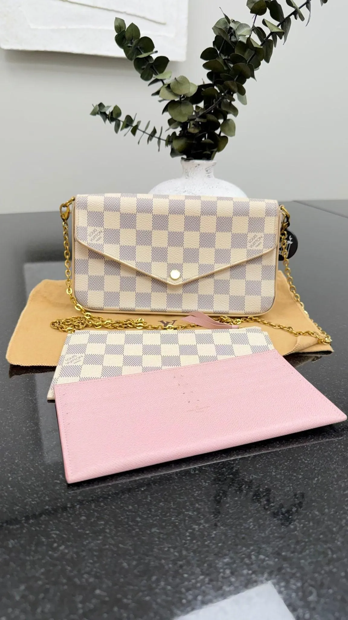 Louis Vuitton Damier Azur & Rose Ballerine Felicie Pochette