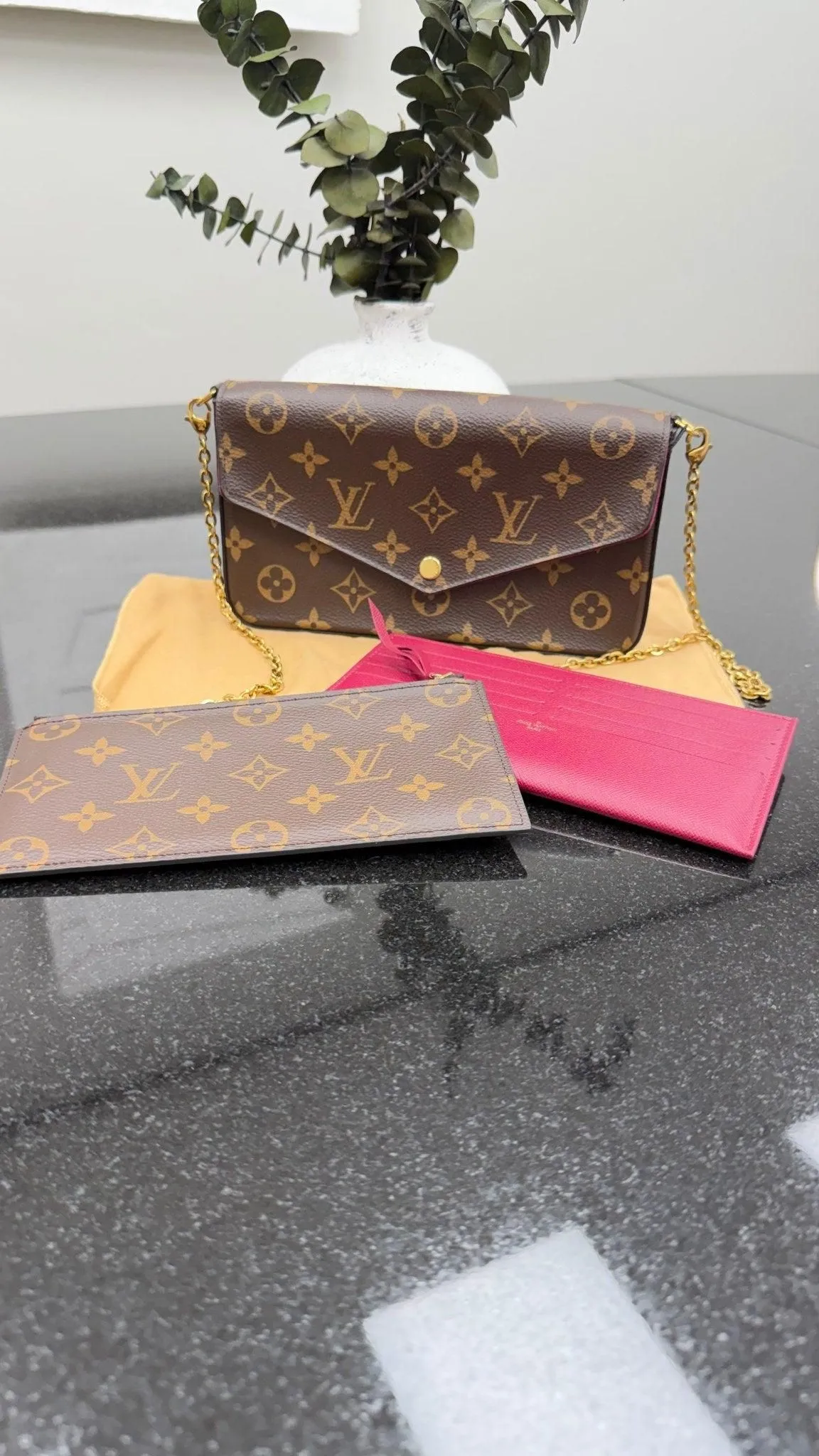 Louis Vuitton Monogram & Fuchsia Felicie Pochette