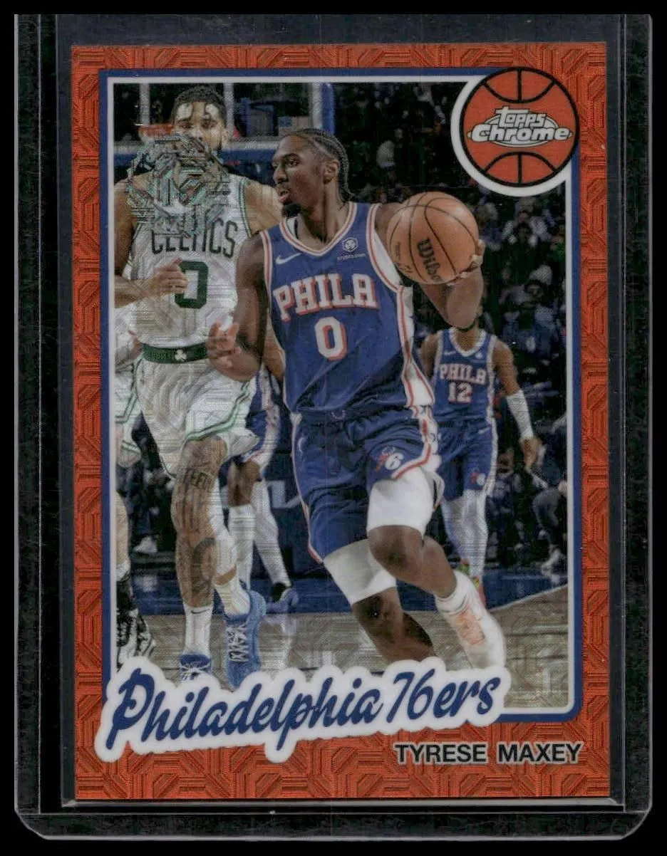 2025-26 Topps #TC-TM Tyrese Maxey Orange Mojo Refractor #/25