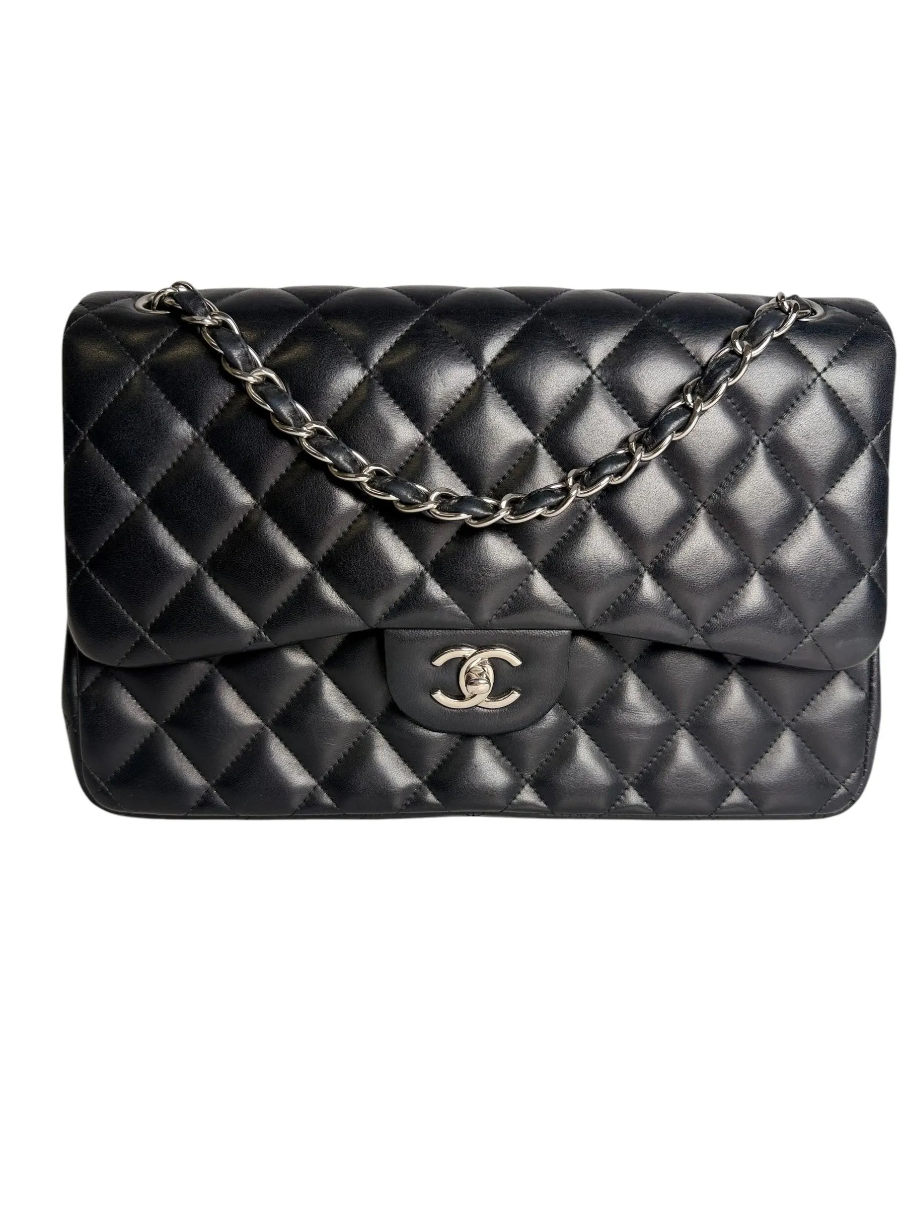 Chanel Maxi Double Flap Black Quilted Lambskin T1320