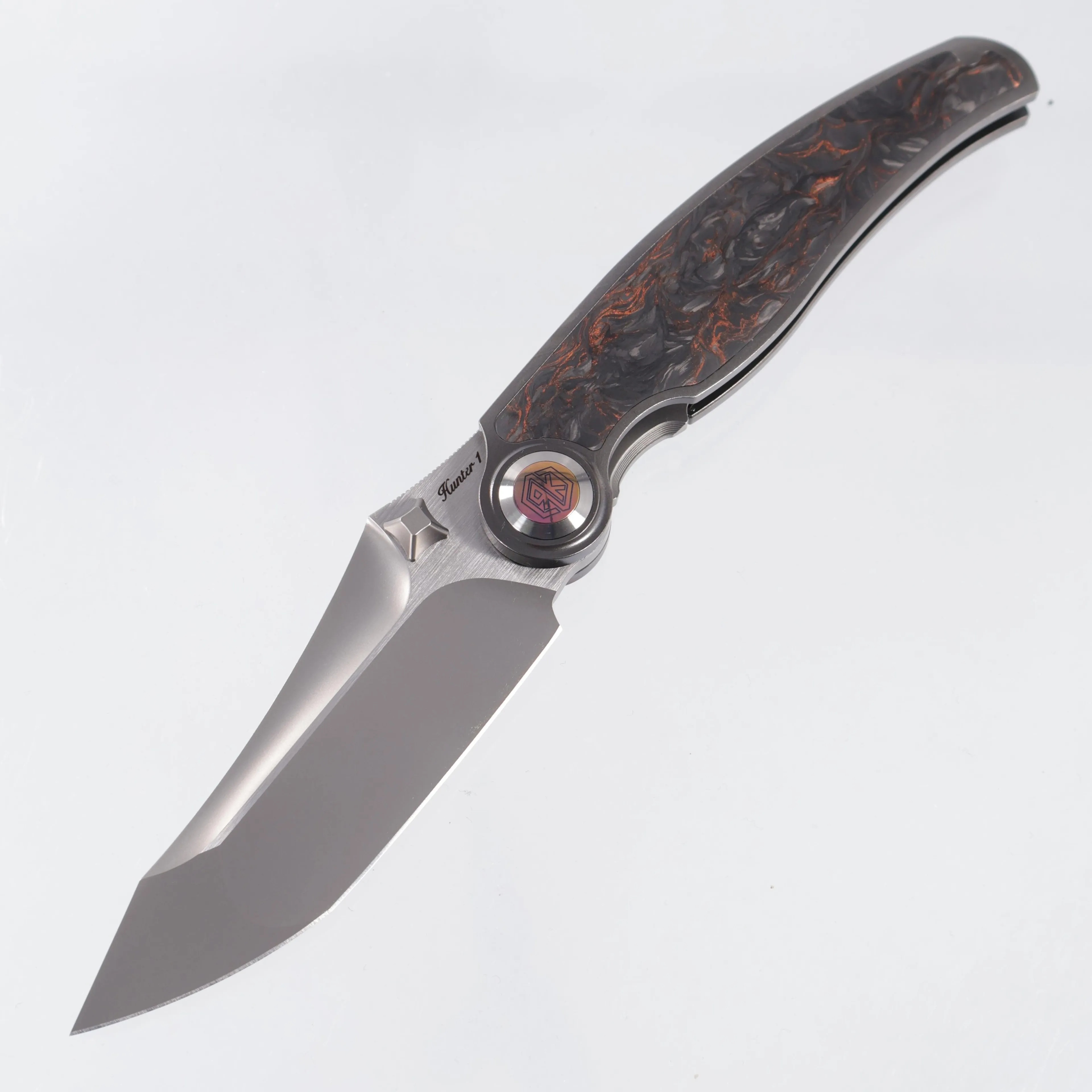 Rike Hunter 1 - Dark Gray Titanium w/ Orange Carbon Fiber - Pearlescent S90V - DG/OCF