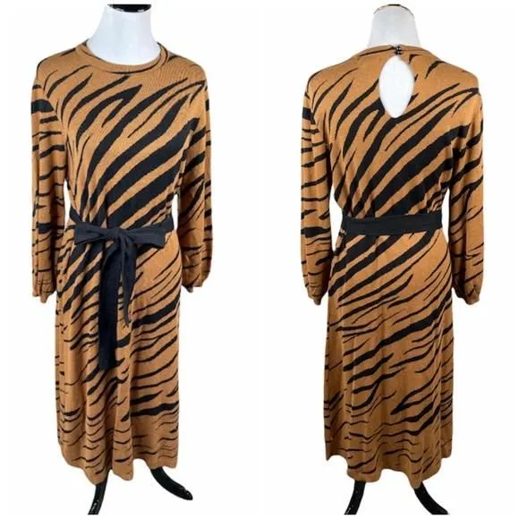 Product image for Who What Wear Knit Tiger Pattern Sweater Dress, Brown