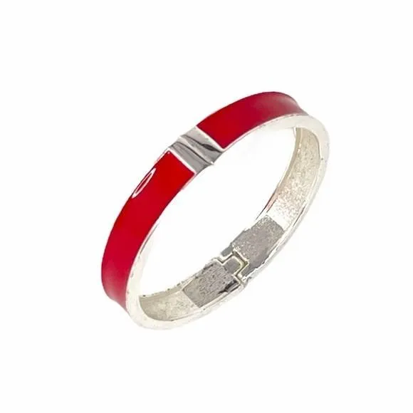 Product image for Bangle Bracelet, Red, Silver Tone