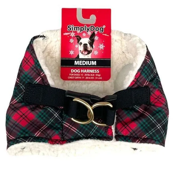 Product image for SimplyDog Plaid Dog Harness, Red, Green, Cream, Medium