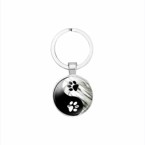 Product image for Yin Ying Taiji Animal Paws Key Chain, Black, White