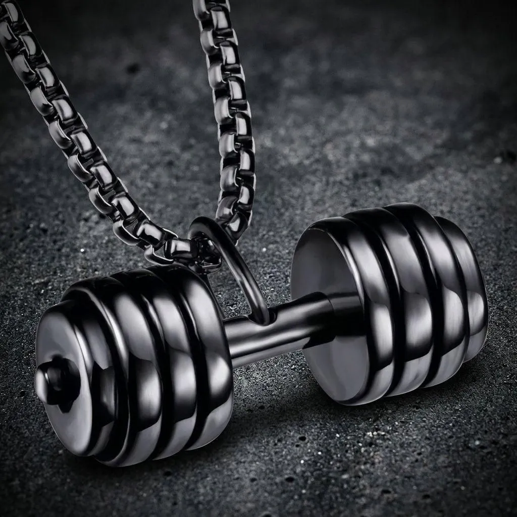 Black 'Deadlift' Dumbbell Pendant (#P421BLACK)