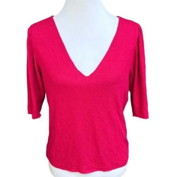 Product image for Zara Short Sleeve Sweater Magenta Pink Size Medium