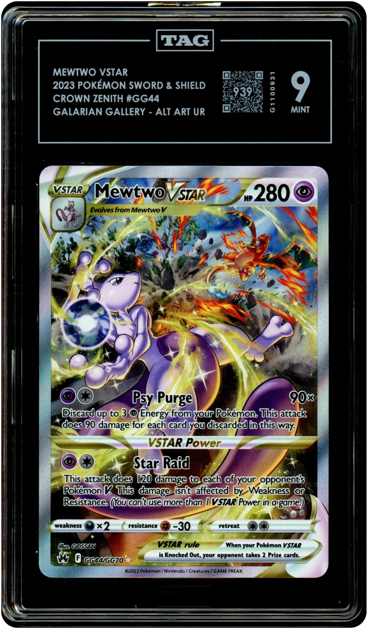 Mewtwo VSTAR - Pokemon Crown Zenith #GG44 TAG 9