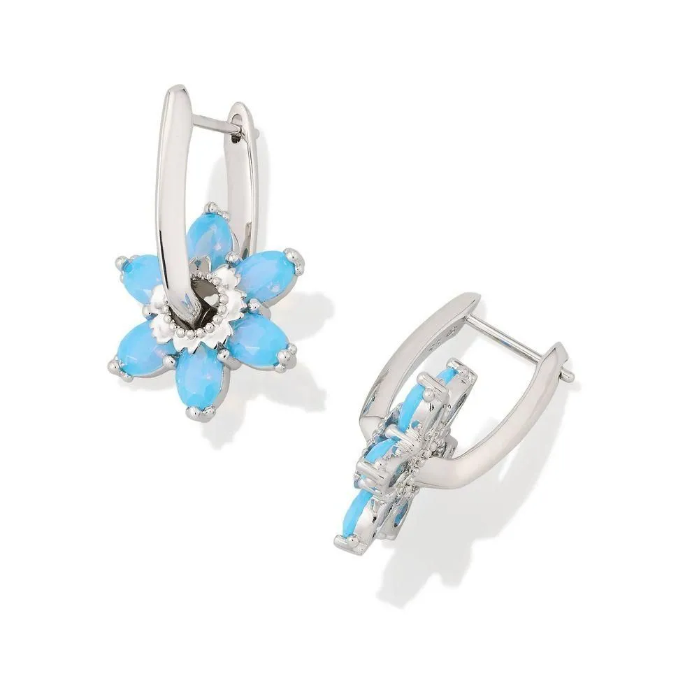 New - Size: One Size - Kendra Scott Alyssa Huggie Earrings - Rhodium/Light Blue Opalite Crystal