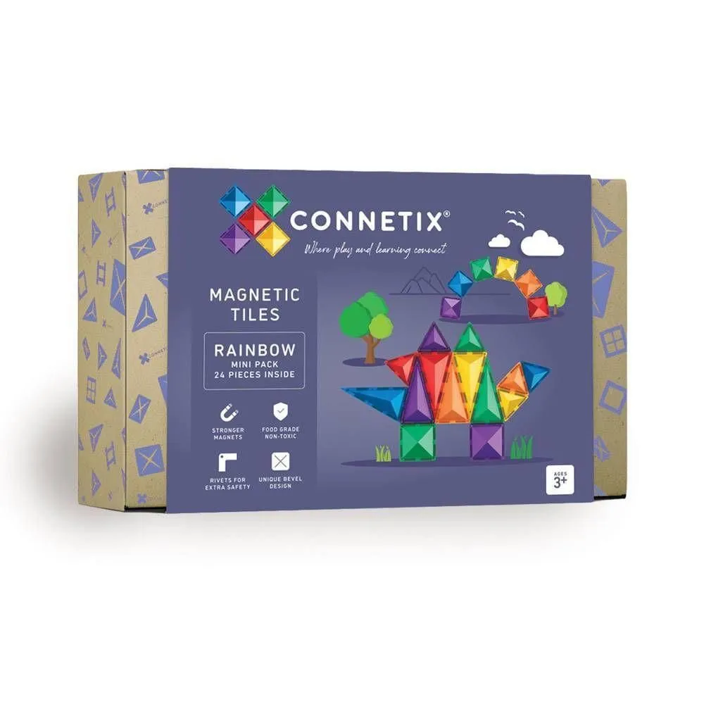 Brand New - CONNETIX Magnetic Tiles Rainbow Mini Pack Building Blocks 24pc: Educational