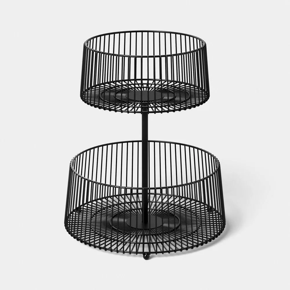 New without box - Value Wire Black 2 Tier Basket Black - Room Essentials