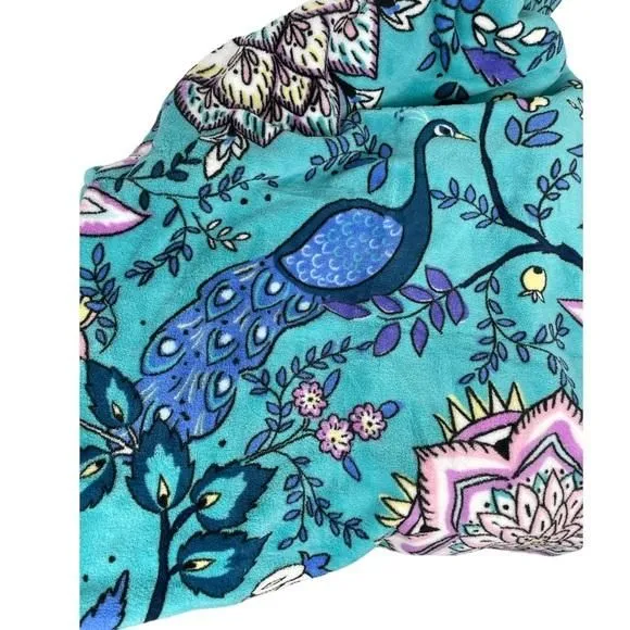 Product image for Vera Bradley Peacock Garden Throw Blanket Blue Pink Purple Size 80x50