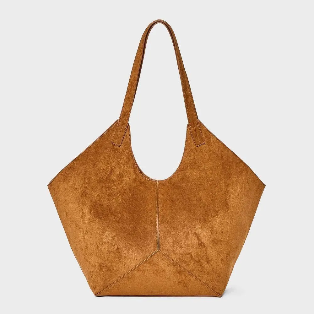New Without Tags - Size: One Size - Slouchy Faux Suede Tote Handbag - Universal Thread Tan
