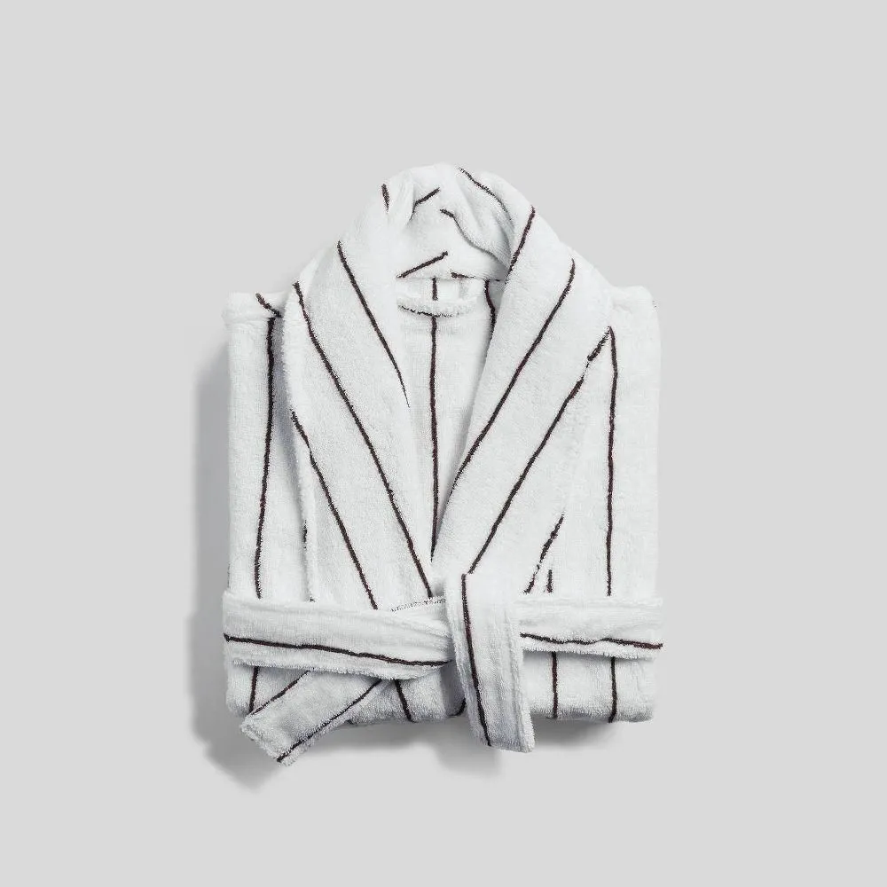 New without Tags - XS/S Turkish Cotton Pinstripe Robe White & French Press - Parachute