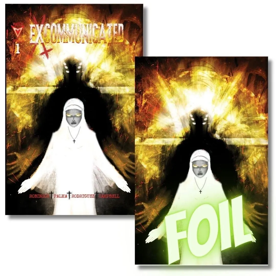 EXCOMMUNICATED #1 EXCLUSIVE VIRGIN FOIL & TRADE SET - MONK - VAULT COMIC