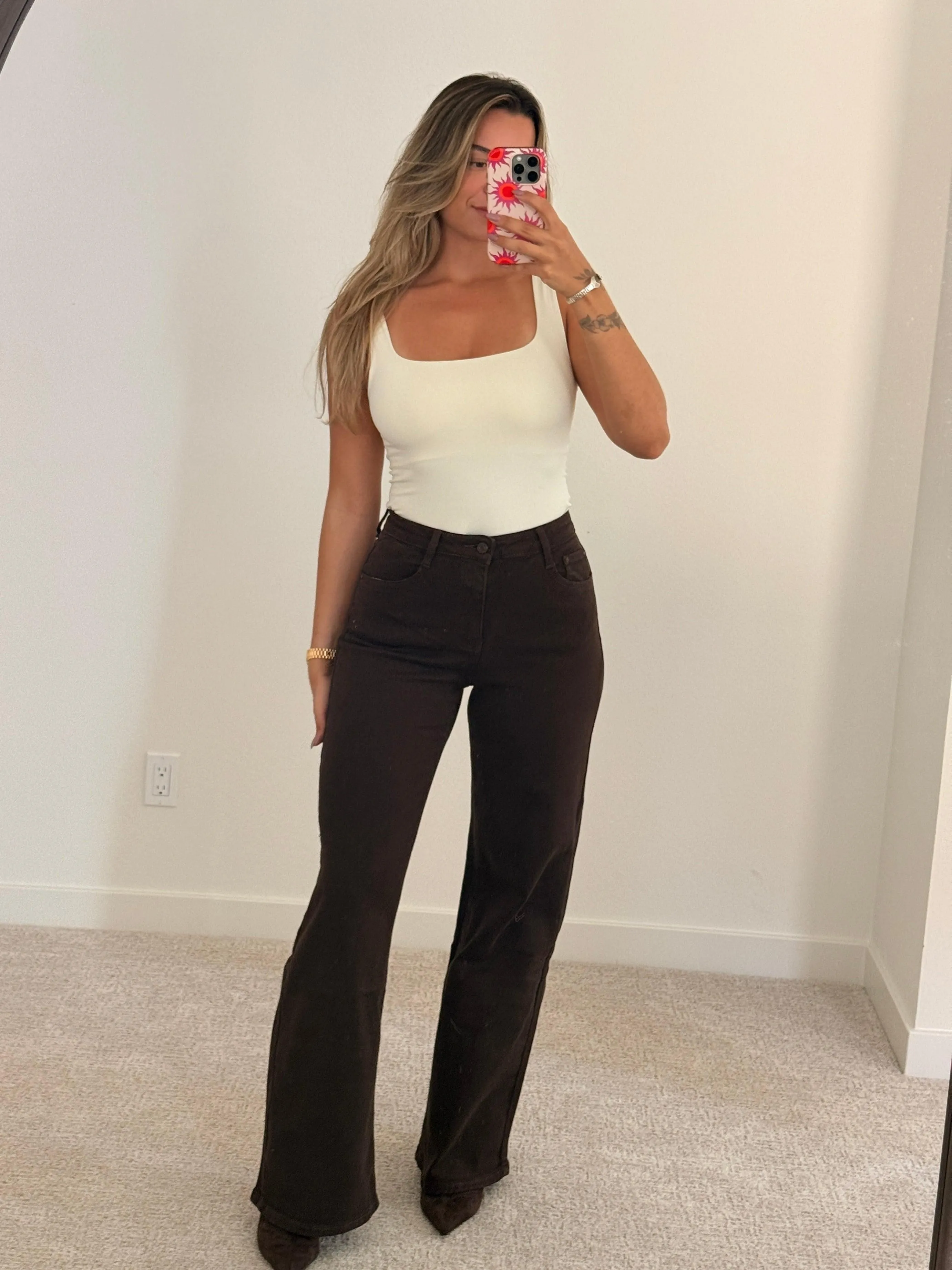 Brown Straight Leg Jeans
