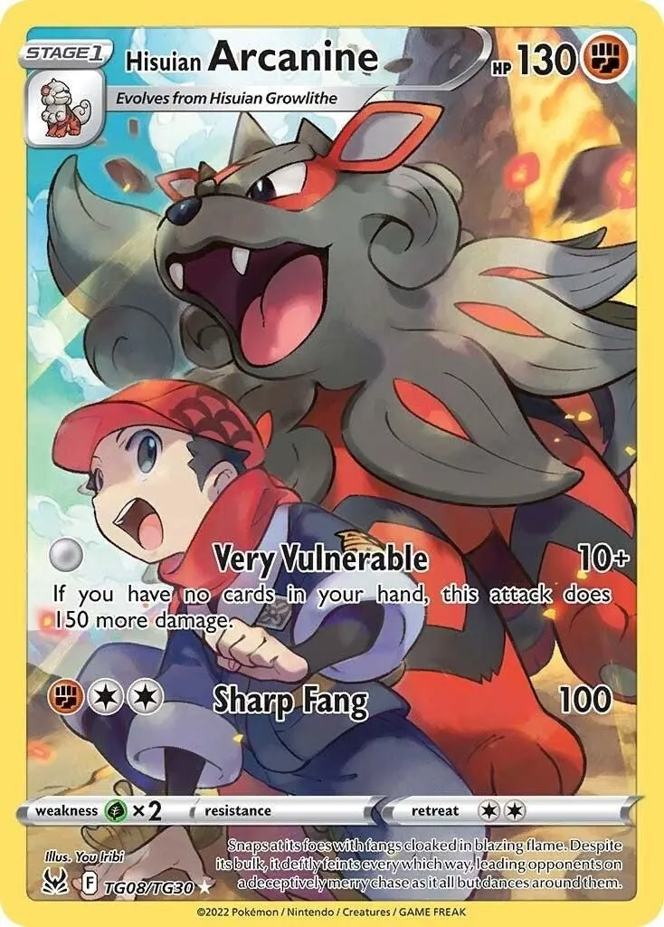 Hisuian Arcanine TG08/TG30 SWSH11: Lost Origin Trainer Gallery Ultra Rare Pokemon