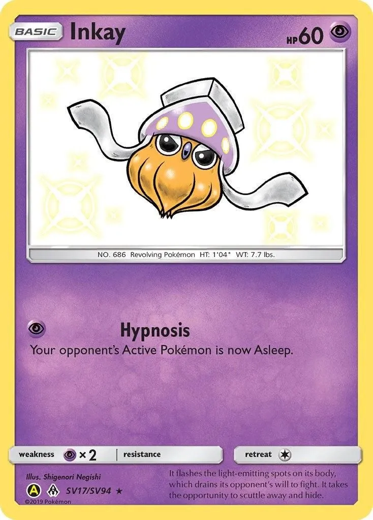 Inkay SV17/SV94 Hidden Fates: Shiny Vault Shiny Holo Rare Pokemon