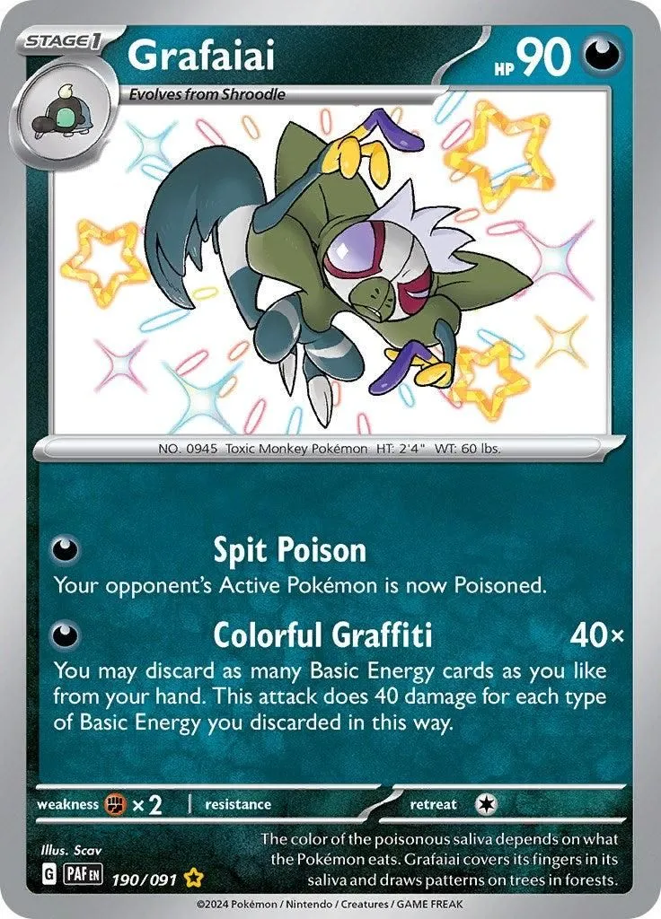 Grafaiai 190/091 SV: Paldean Fates Shiny Rare Pokemon