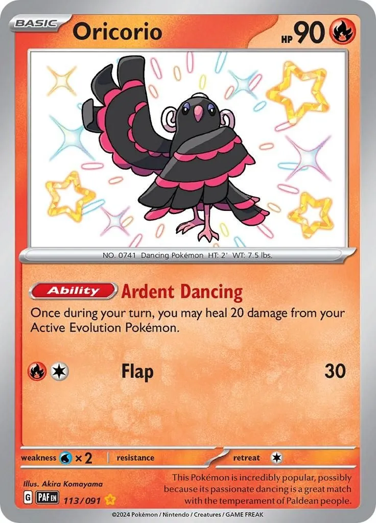 Oricorio 113/091 SV: Paldean Fates Shiny Rare Pokemon