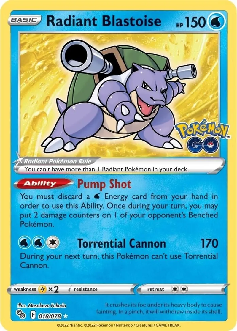 Radiant Blastoise 018/078 Pokemon GO Radiant Rare Pokemon